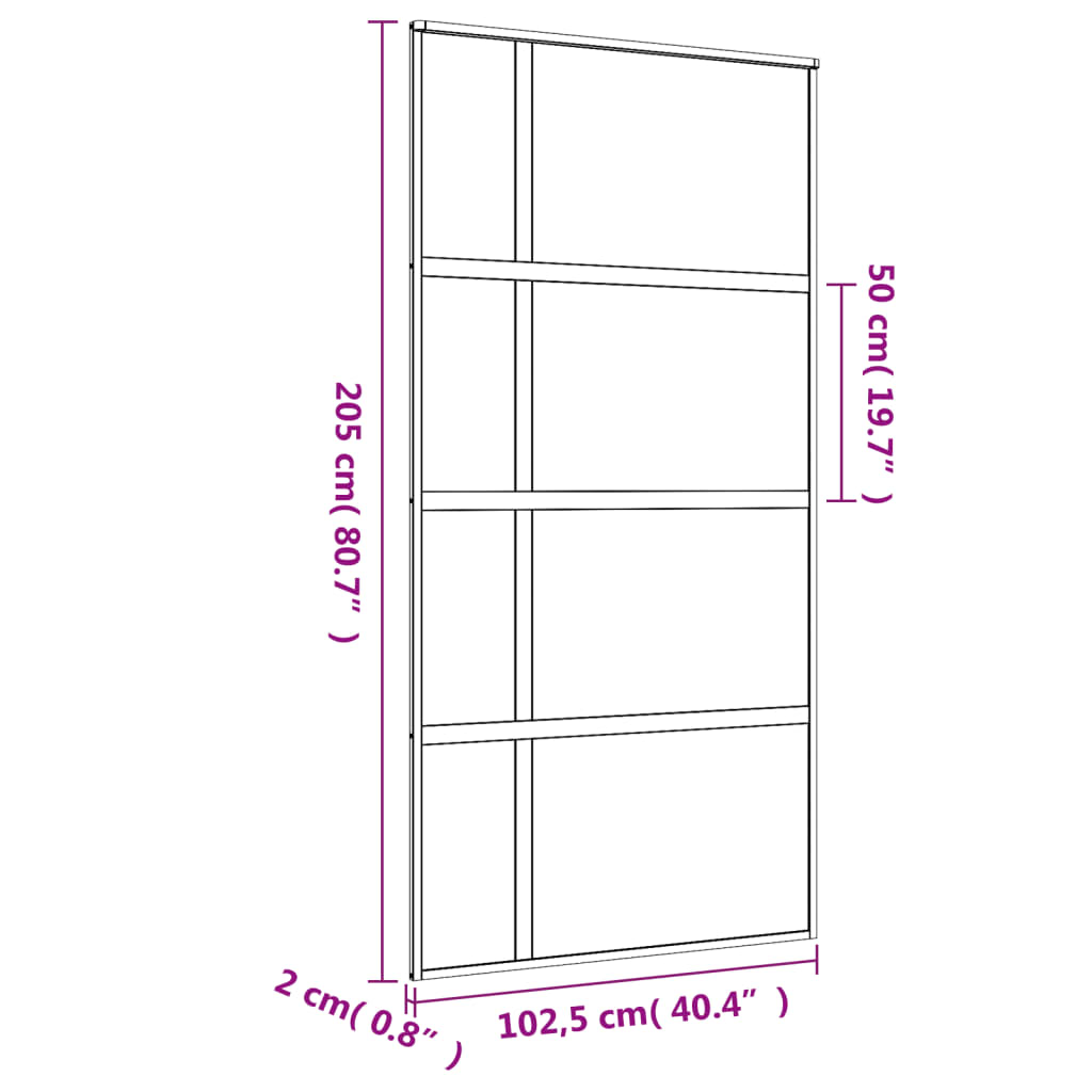 vidaXL Porte coulissante doré 102,5x205cm verre ESG clair et aluminium