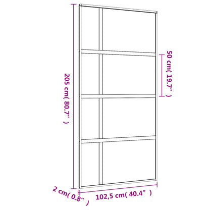 vidaXL Porte coulissante doré 102,5x205cm verre ESG clair et aluminium