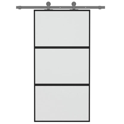 vidaXL Porte coulissante noir 102,5x205 cm verre trempé aluminium