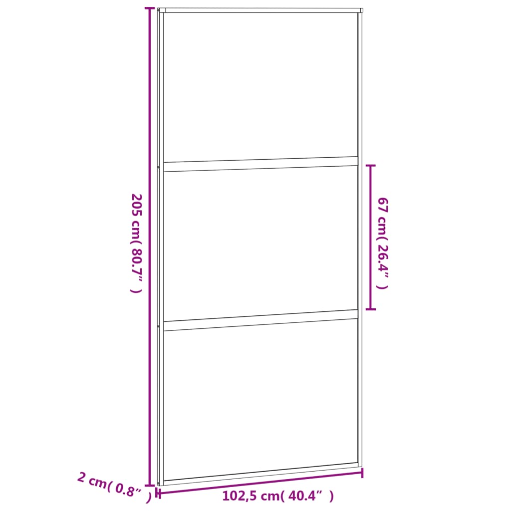 vidaXL Porte coulissante noir 102,5x205 cm verre trempé aluminium