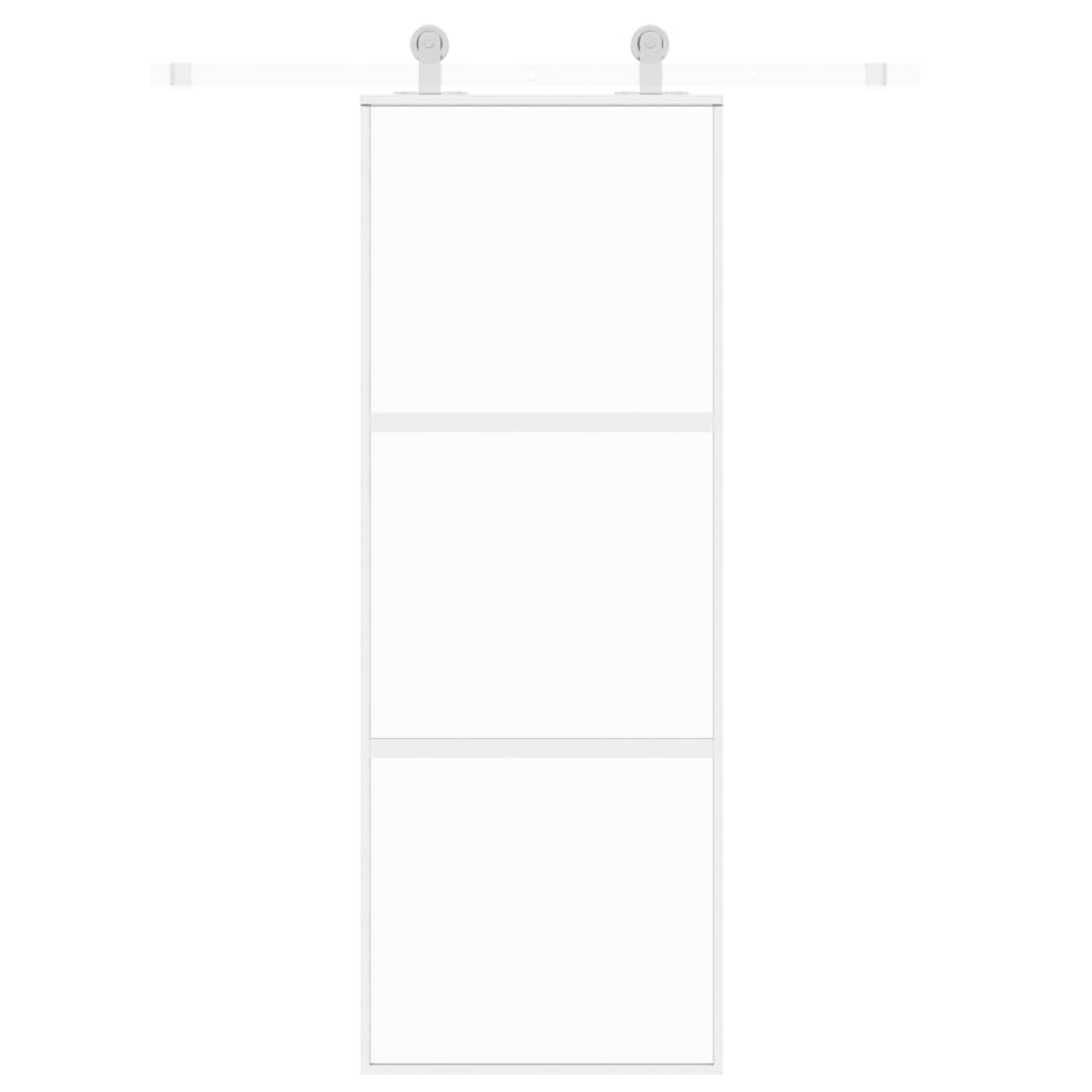vidaXL Porte coulissante blanc 76x205 cm verre trempé aluminium