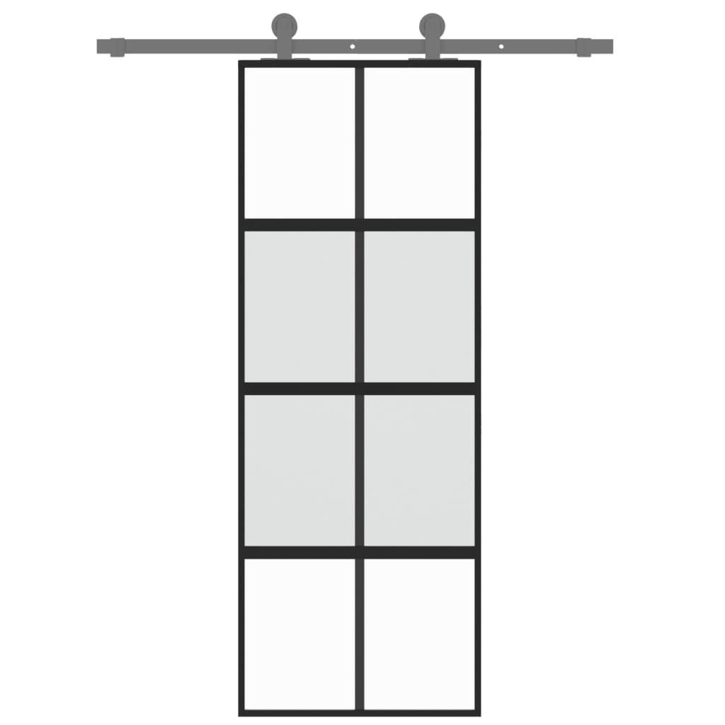 vidaXL Porte coulissante noir 76x205 cm verre trempé aluminium