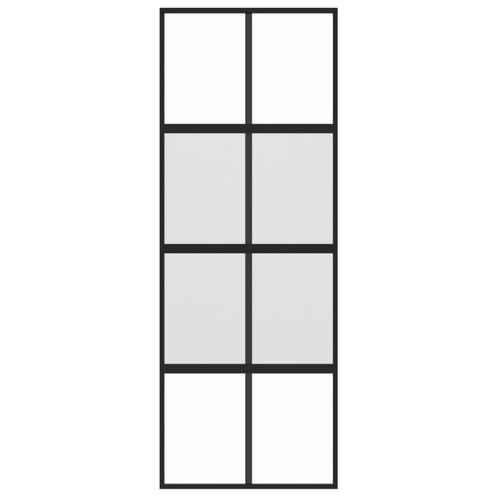 vidaXL Porte coulissante noir 76x205 cm verre trempé aluminium
