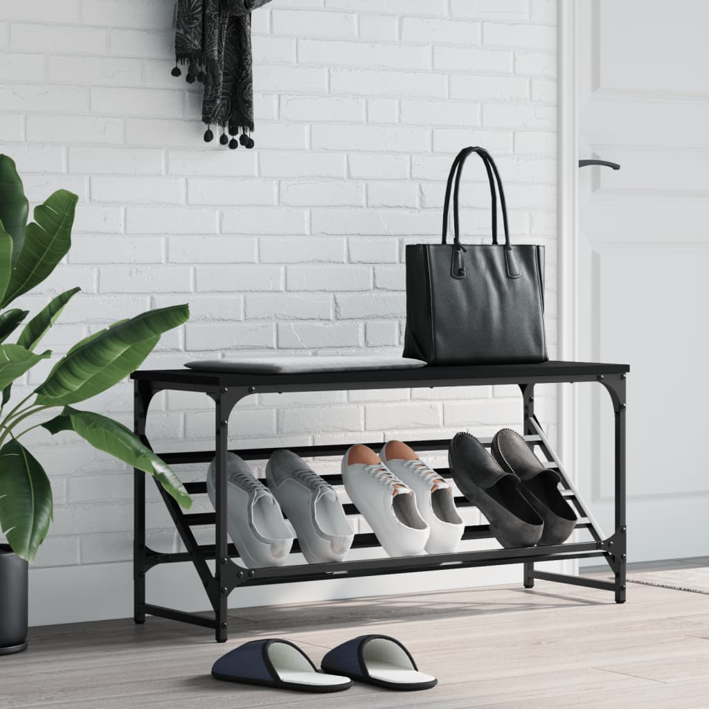 vidaXL Étagère à chaussures noir 90x30x45 cm bois d'ingénierie