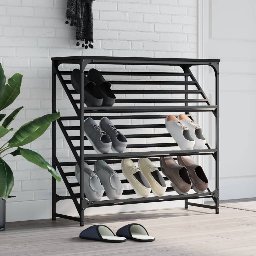 vidaXL Étagère à chaussures noir 90x30x85 cm bois d'ingénierie