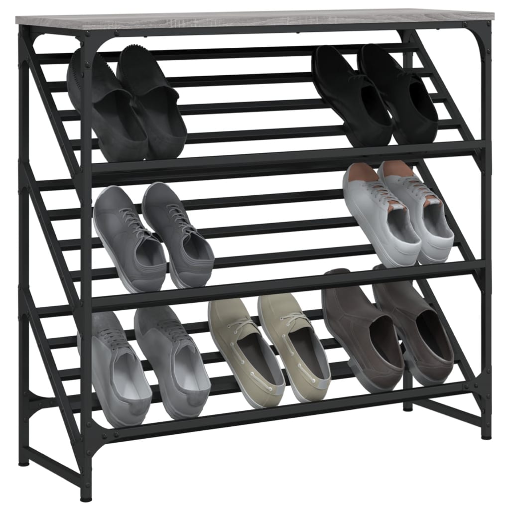vidaXL Étagère à chaussures sonoma gris 90x30x85 cm bois d'ingénierie