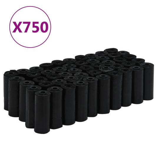 vidaXL Sacs à crottes pour chiens 750 pcs noir 30x20 cm PE