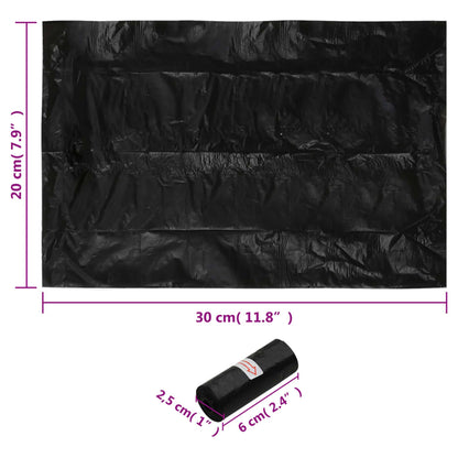 vidaXL Sacs à crottes pour chiens 750 pcs noir 30x20 cm PE