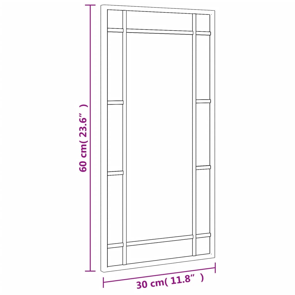 vidaXL Miroir mural noir 30x60 cm rectangulaire fer