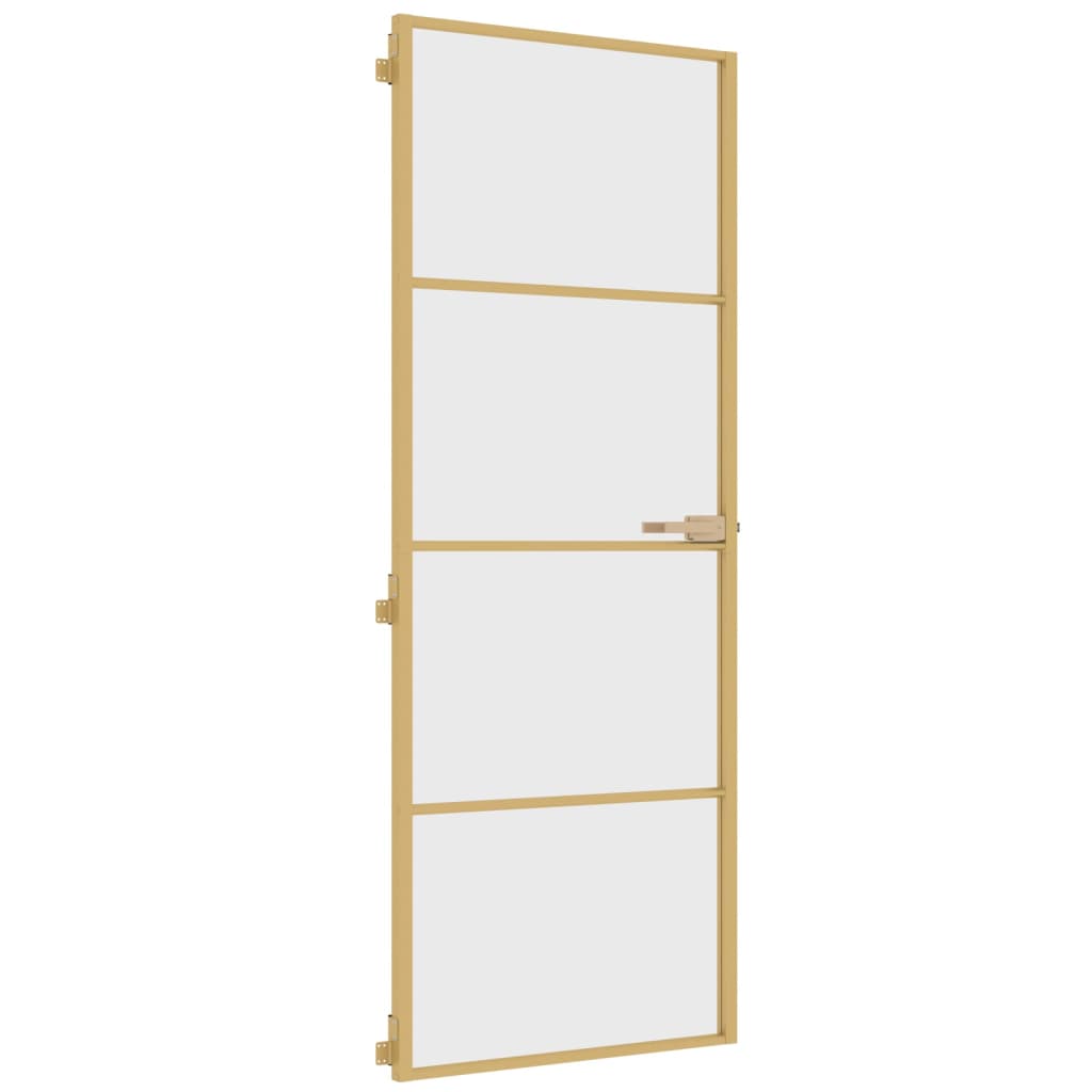 vidaXL Porte intérieure mince doré 76x201,5 cm verre trempé aluminium