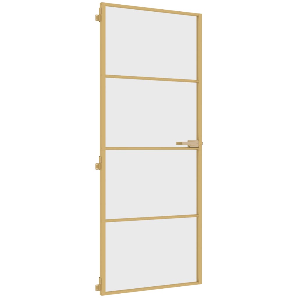 vidaXL Porte intérieure mince doré 83x201,5 cm verre trempé aluminium