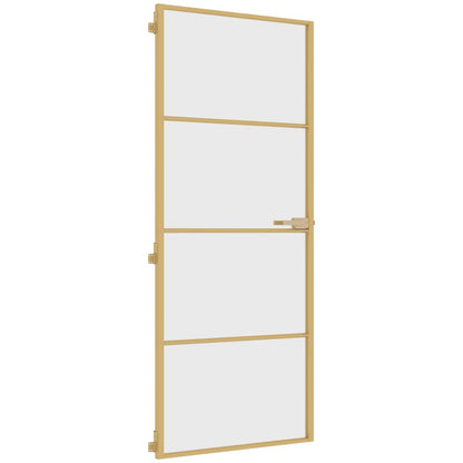 vidaXL Porte intérieure mince doré 83x201,5 cm verre trempé aluminium