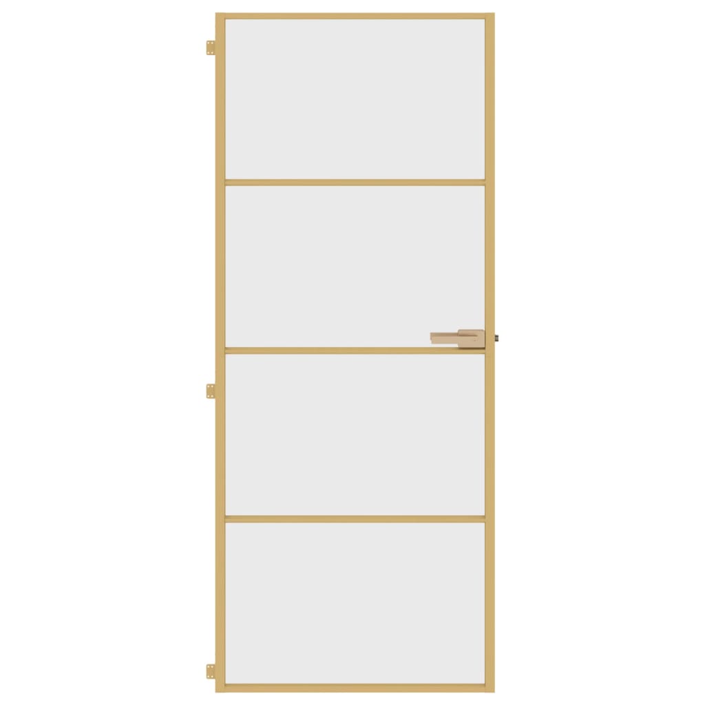 vidaXL Porte intérieure mince doré 83x201,5 cm verre trempé aluminium