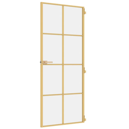 vidaXL Porte intérieure mince doré 83x201,5 cm verre trempé aluminium