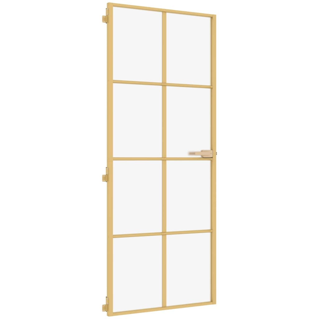 vidaXL Porte intérieure mince doré 83x201,5 cm verre trempé aluminium