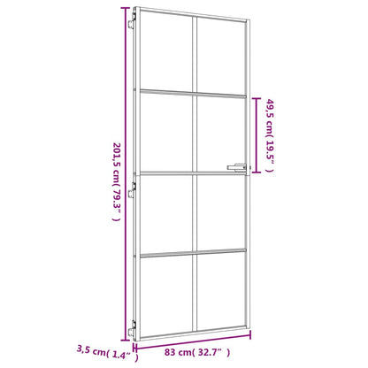 vidaXL Porte intérieure mince doré 83x201,5 cm verre trempé aluminium