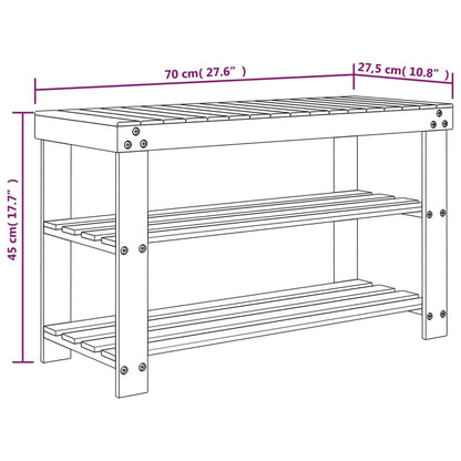 vidaXL Étagère à chaussures 3 niveaux 70x27,5x45 cm bambou
