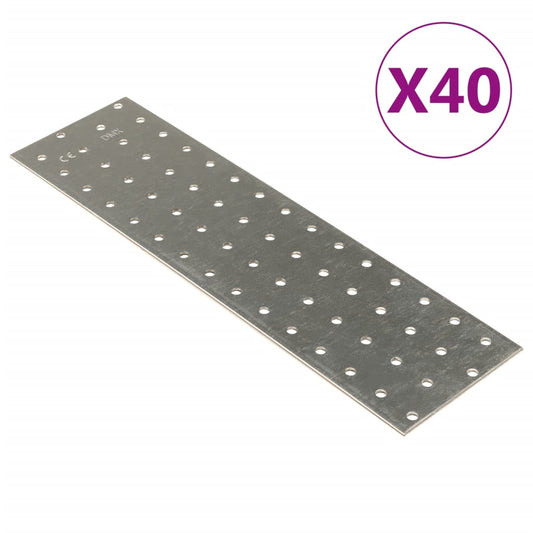 vidaXL Plaques perforées 40 pcs 2 mm 300x80 mm acier galvanisé