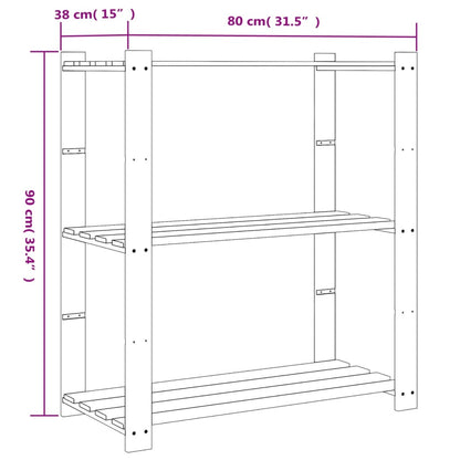 vidaXL Support de rangement à 3 niveaux marron 80x38x90 cm bois de pin