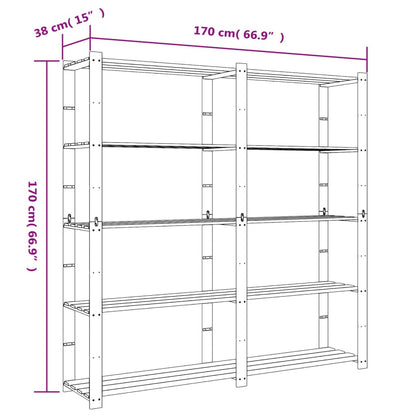 vidaXL Support de rangement à 5 niveaux noir 170x38x170 cm bois pin