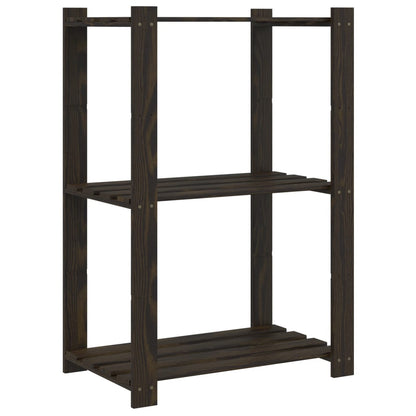 vidaXL Support de rangement à 3 niveaux noir 60x38x90 cm bois pin