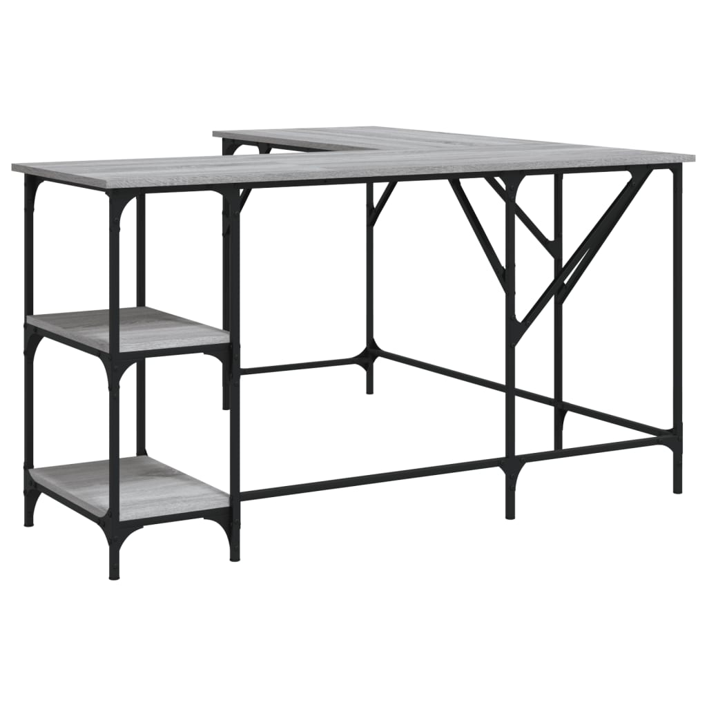 vidaXL Bureau sonoma gris 139x139x75 cm bois d'ingénierie