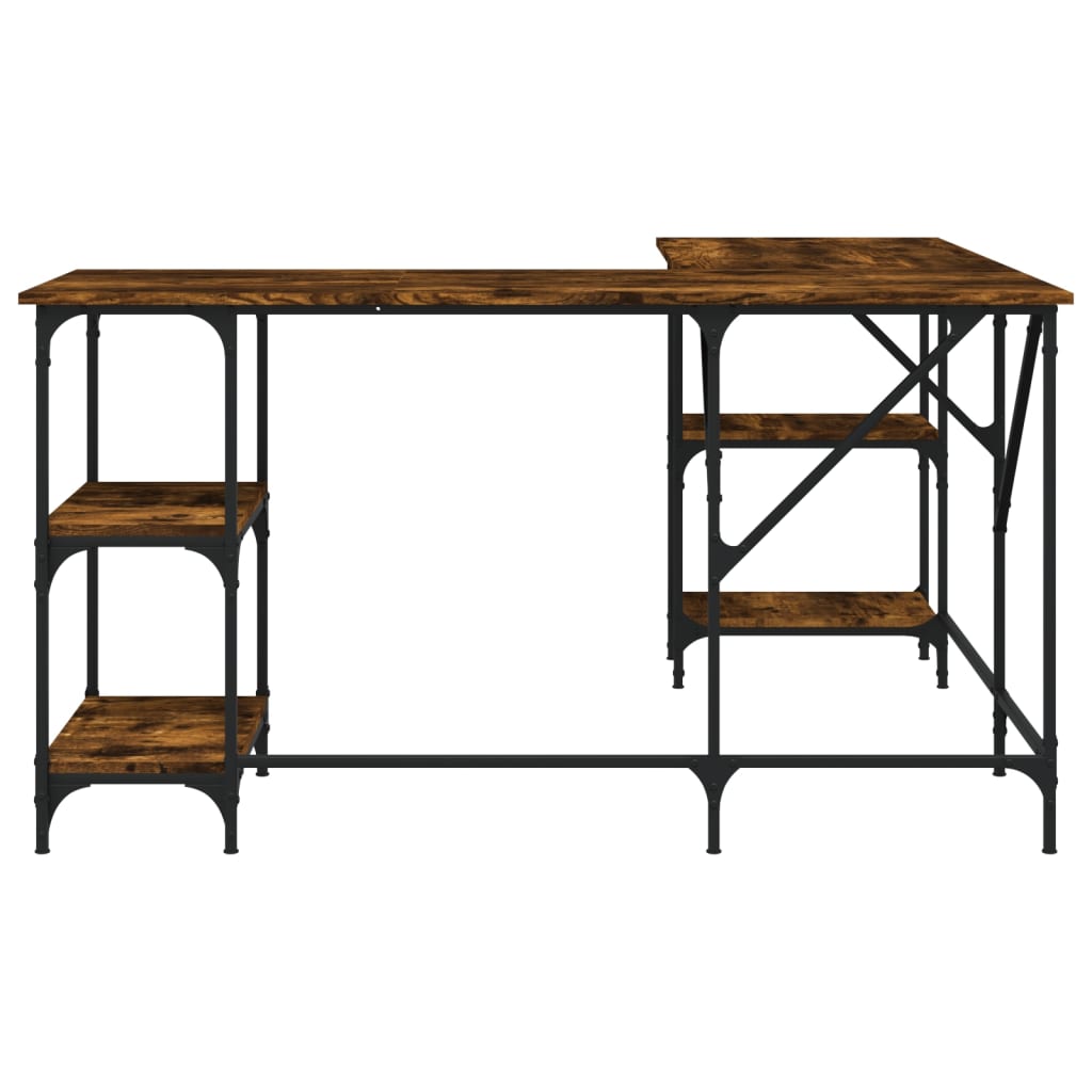 vidaXL Bureau chêne fumé 139x139x75 cm bois d'ingénierie