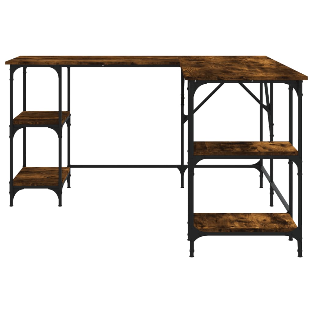 vidaXL Bureau chêne fumé 139x139x75 cm bois d'ingénierie