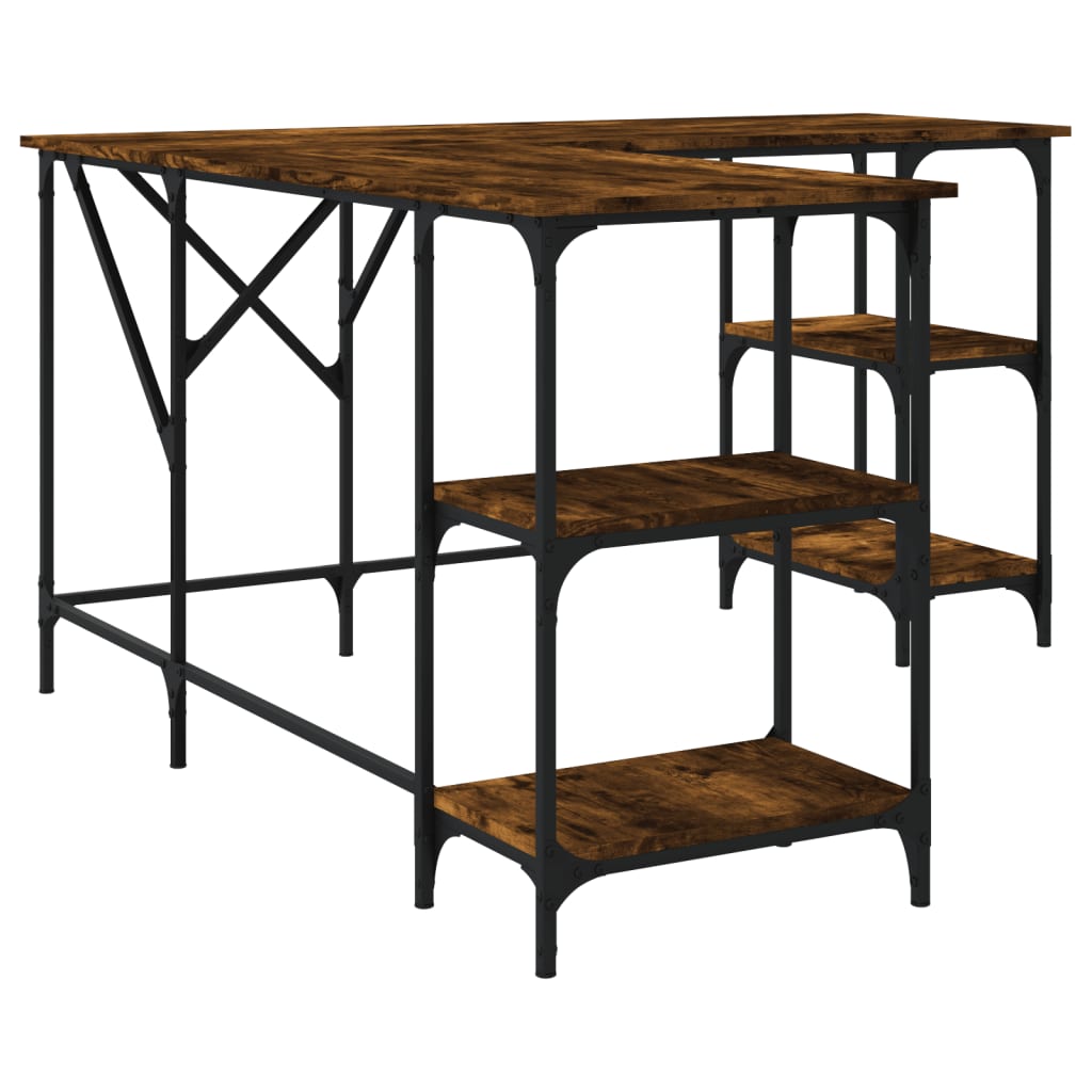 vidaXL Bureau chêne fumé 139x139x75 cm bois d'ingénierie