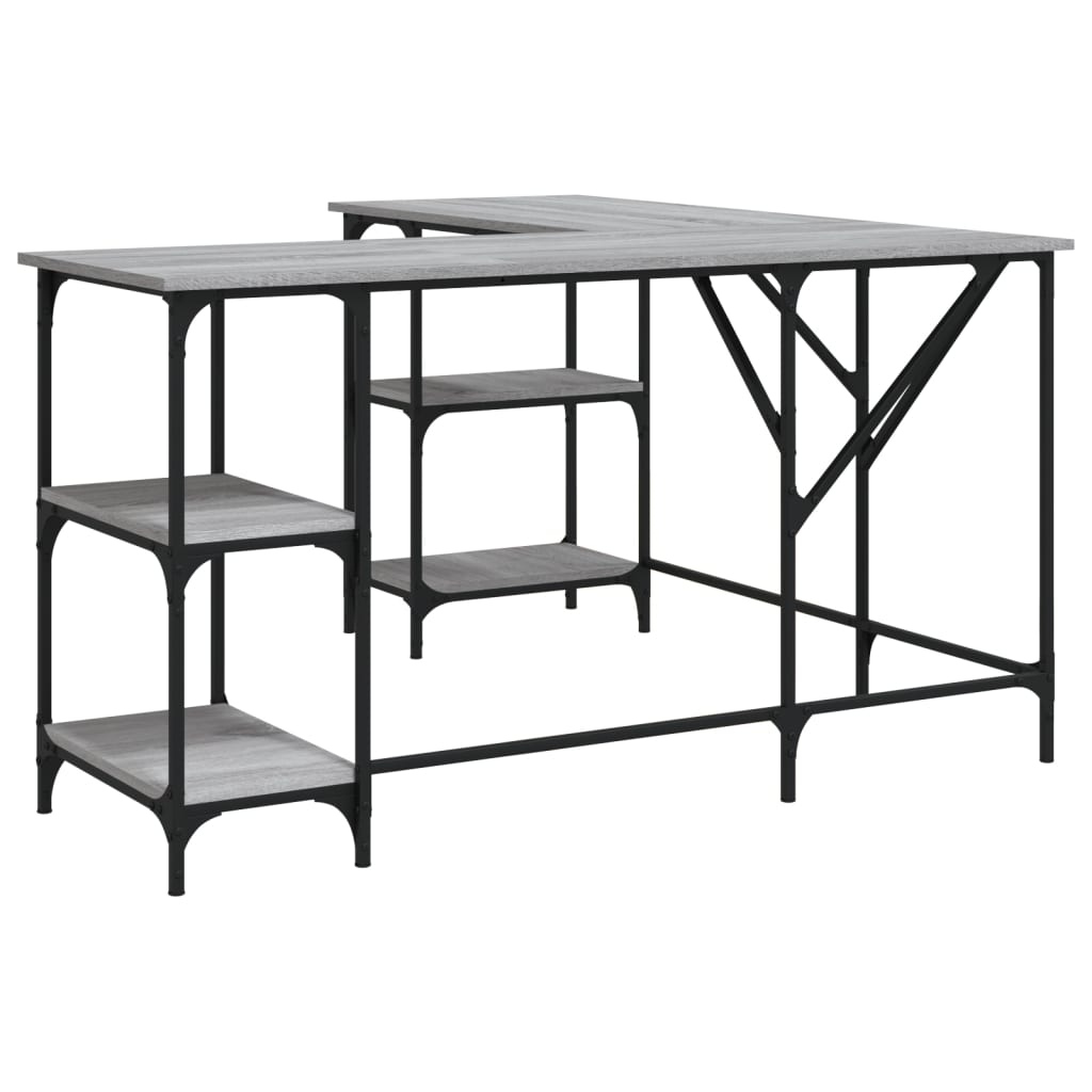 vidaXL Bureau sonoma gris 139x139x75 cm bois d'ingénierie
