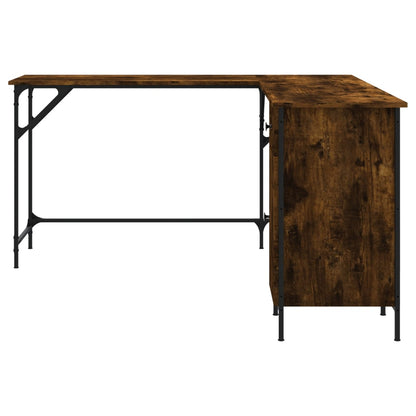 vidaXL Bureau chêne fumé 141x141x75 cm bois d'ingénierie