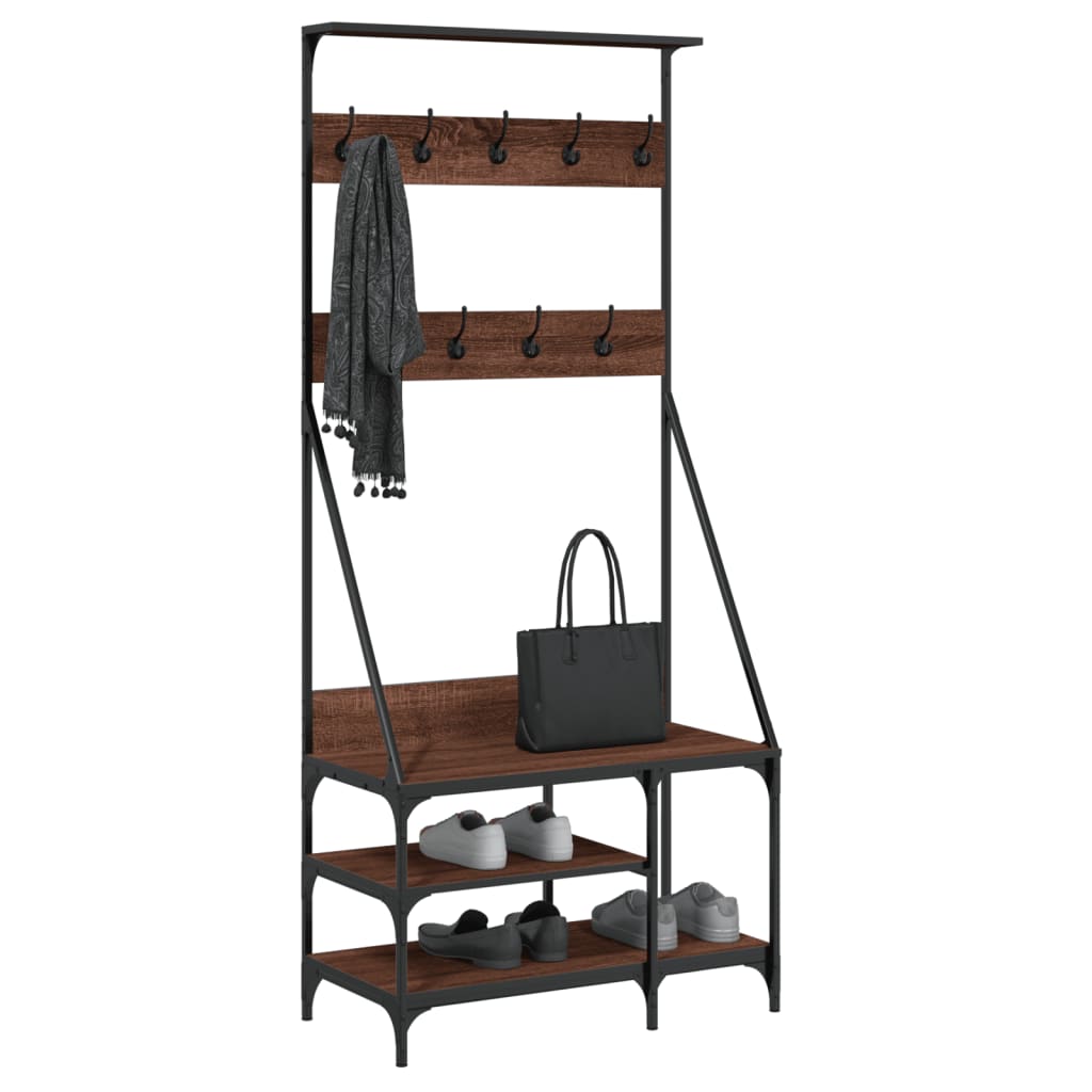 vidaXL Porte-vêtements et rangement des chaussures chêne marron