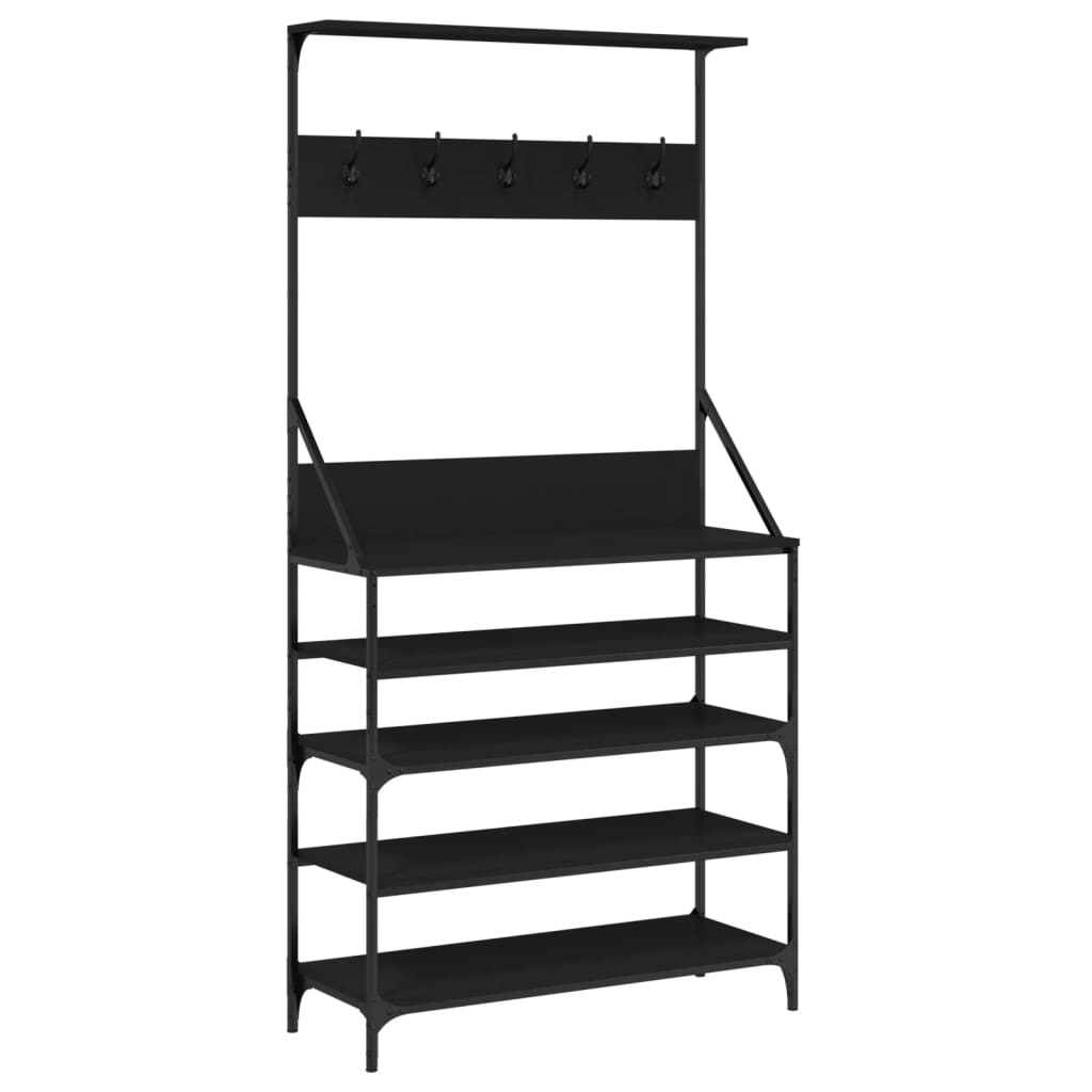 vidaXL Porte-vêtements et rangement des chaussures noir 90x34x184 cm