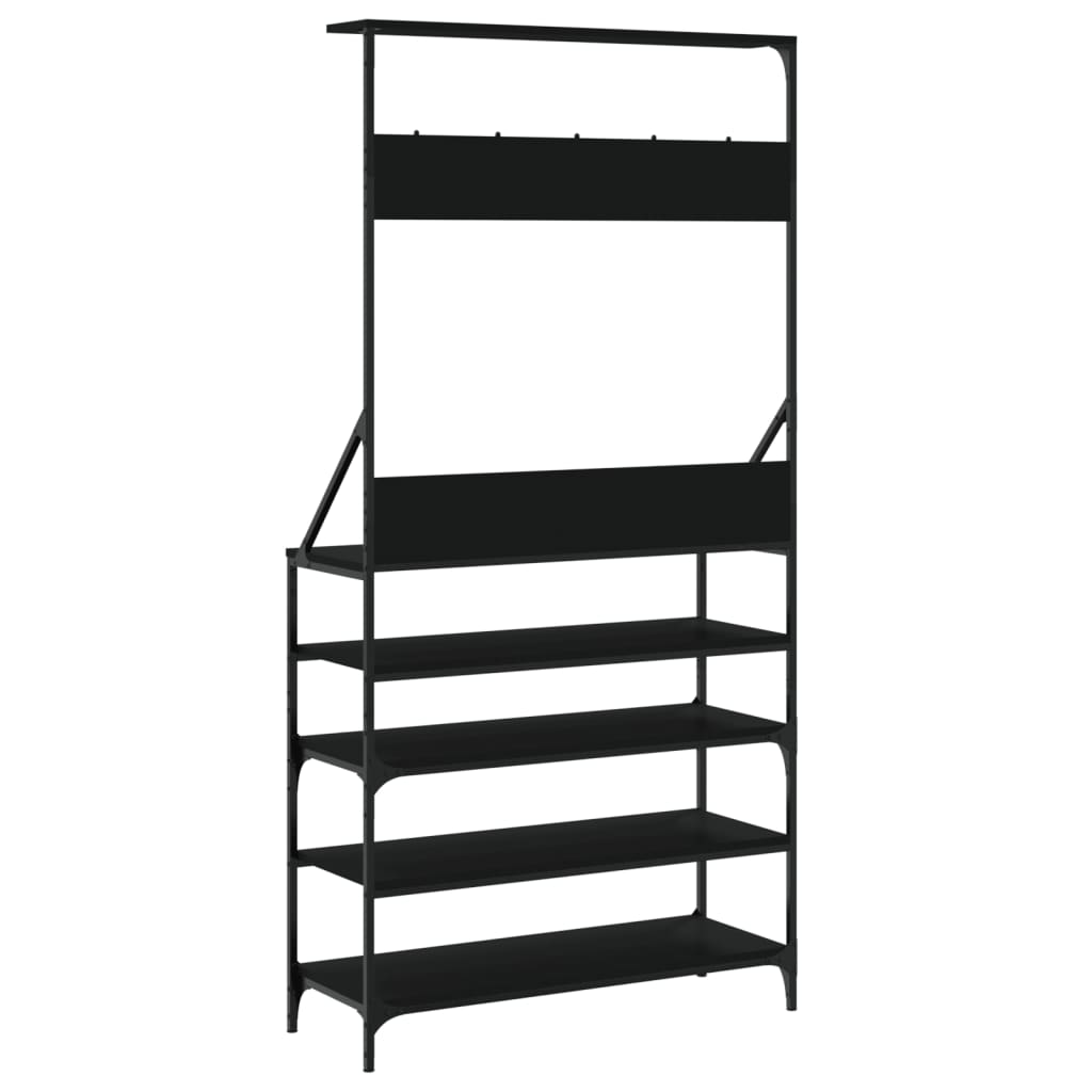 vidaXL Porte-vêtements et rangement des chaussures noir 90x34x184 cm