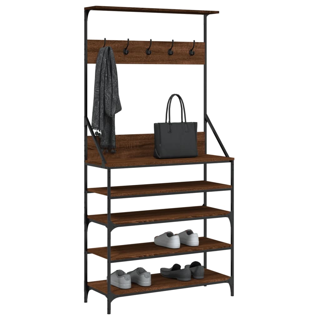 vidaXL Porte-vêtements et rangement des chaussures chêne marron