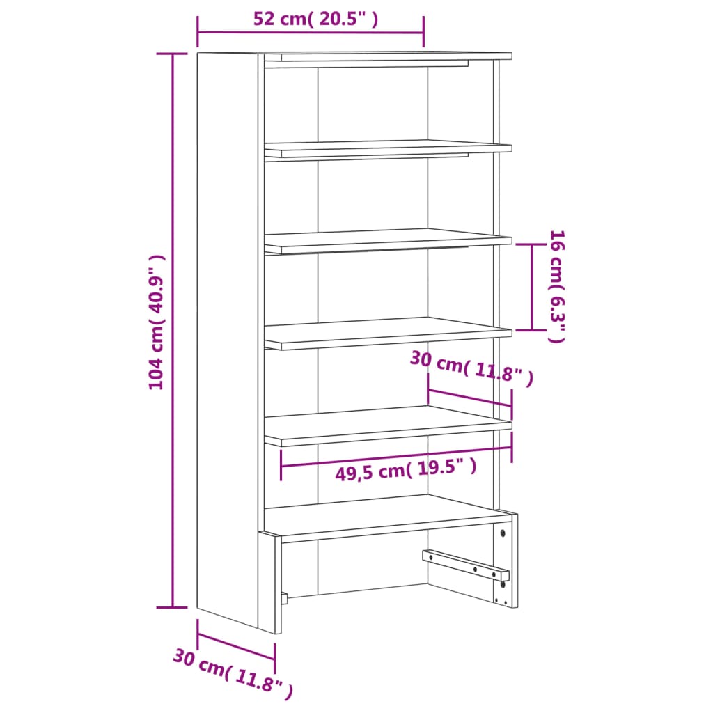 vidaXL Armoire à chaussures cire marron 52x30x104 cm bois pin massif