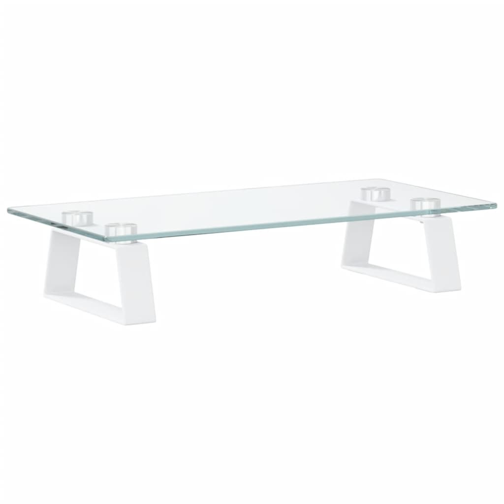 vidaXL Support de moniteur blanc 40x20x8 cm verre trempé et métal