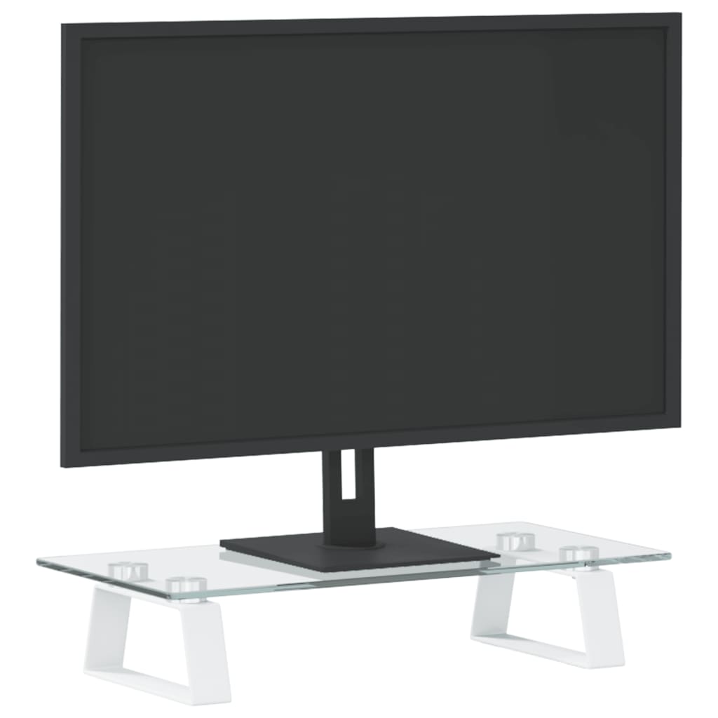 vidaXL Support de moniteur blanc 40x20x8 cm verre trempé et métal