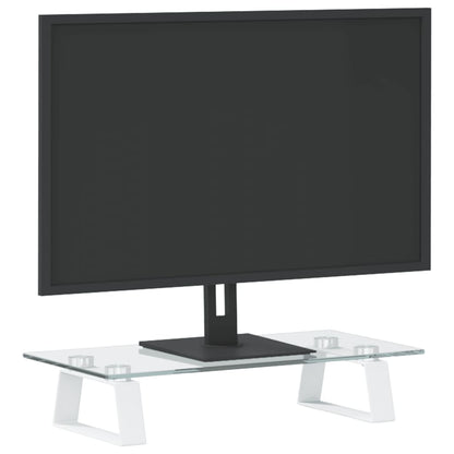 vidaXL Support de moniteur blanc 40x20x8 cm verre trempé et métal