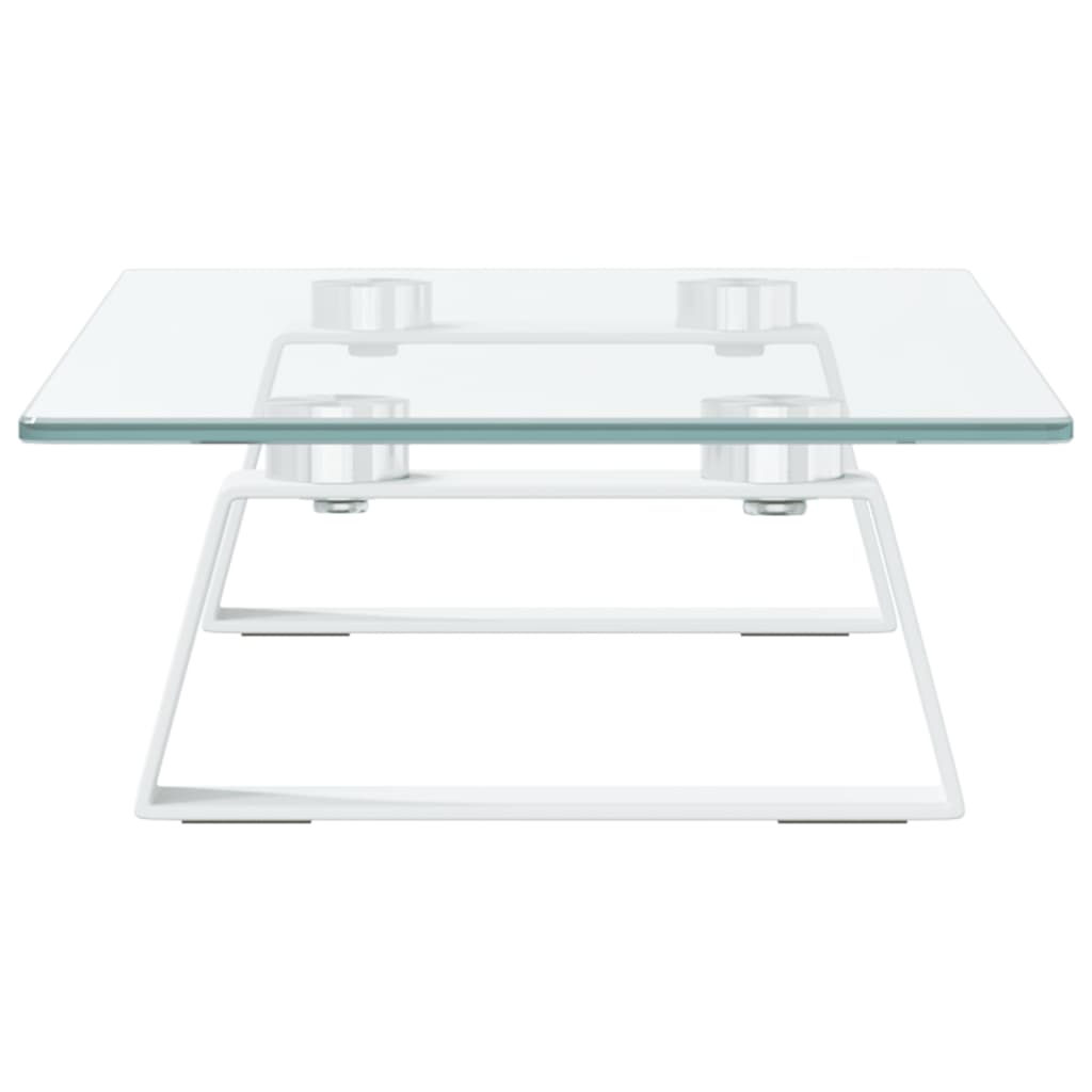 vidaXL Support de moniteur blanc 40x20x8 cm verre trempé et métal