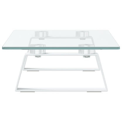 vidaXL Support de moniteur blanc 40x20x8 cm verre trempé et métal