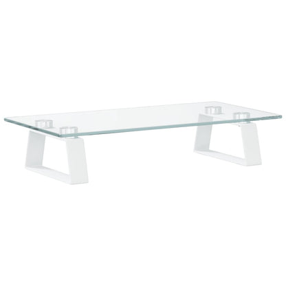 vidaXL Support de moniteur blanc 40x20x8 cm verre trempé et métal