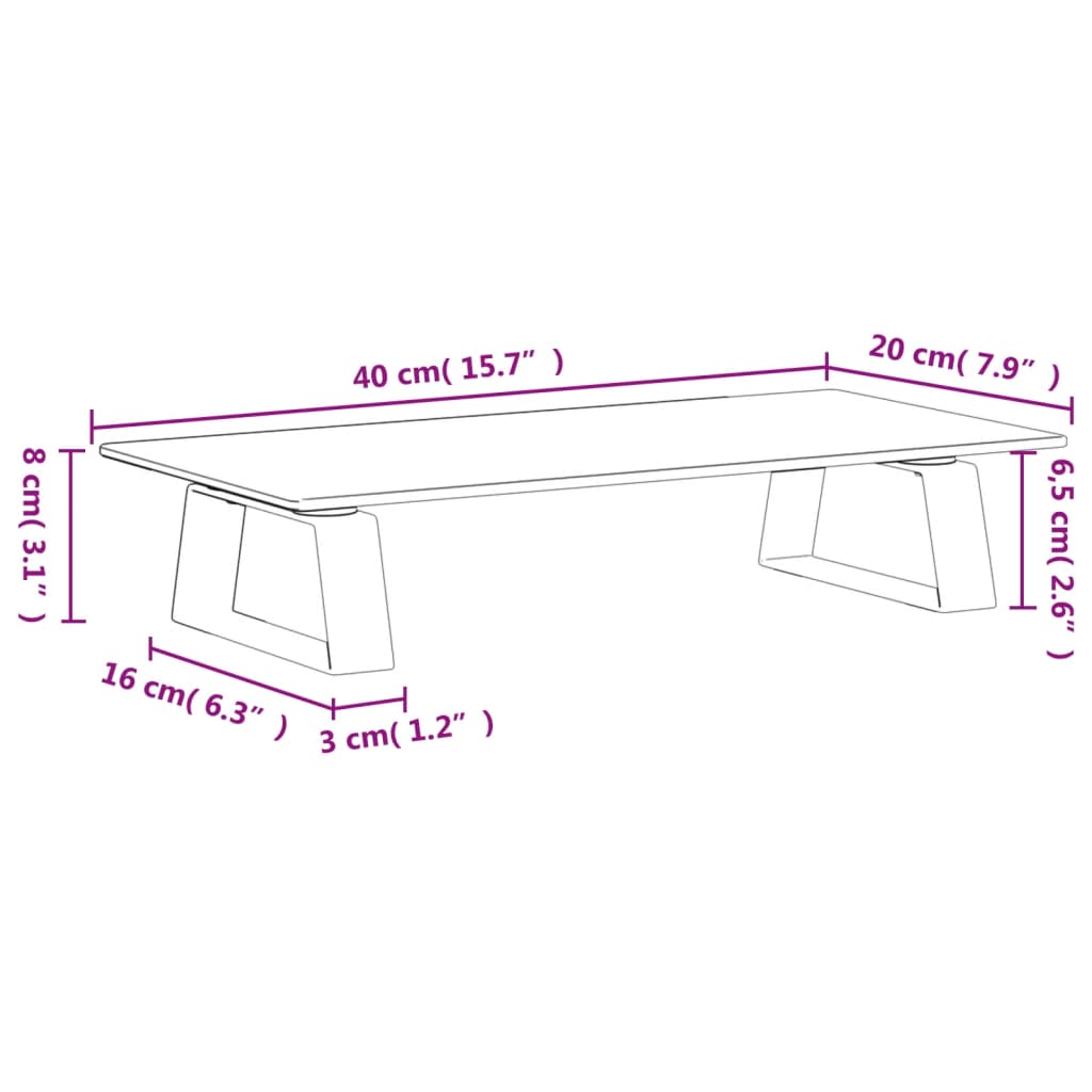 vidaXL Support de moniteur blanc 40x20x8 cm verre trempé et métal