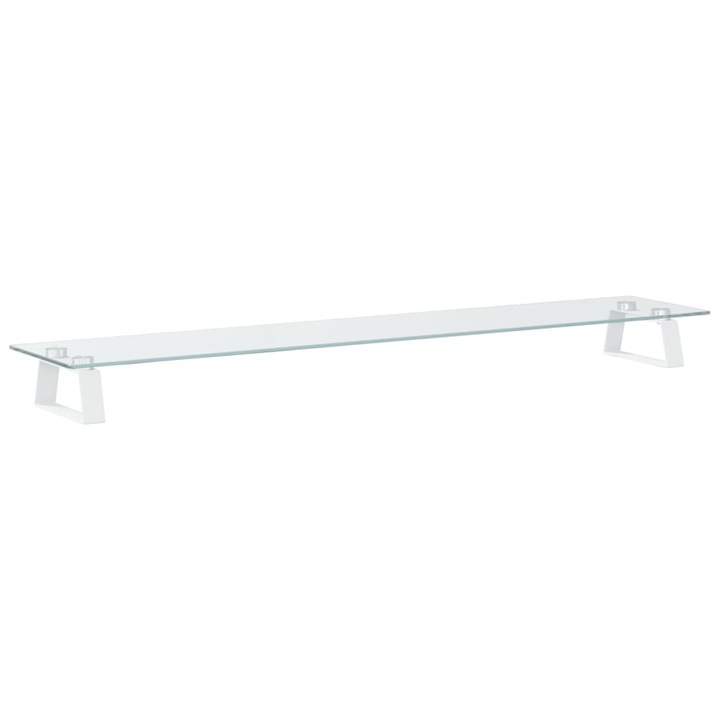 vidaXL Support de moniteur blanc 100x20x8 cm verre trempé et métal