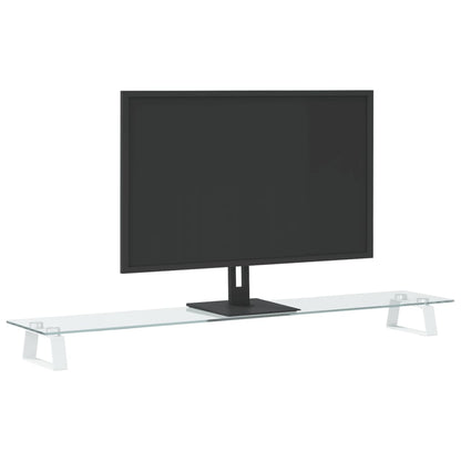 vidaXL Support de moniteur blanc 100x20x8 cm verre trempé et métal
