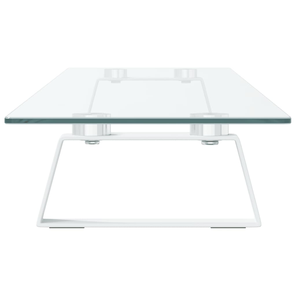 vidaXL Support de moniteur blanc 100x20x8 cm verre trempé et métal