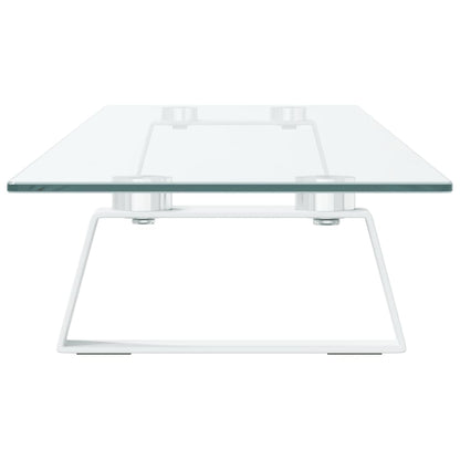 vidaXL Support de moniteur blanc 100x20x8 cm verre trempé et métal