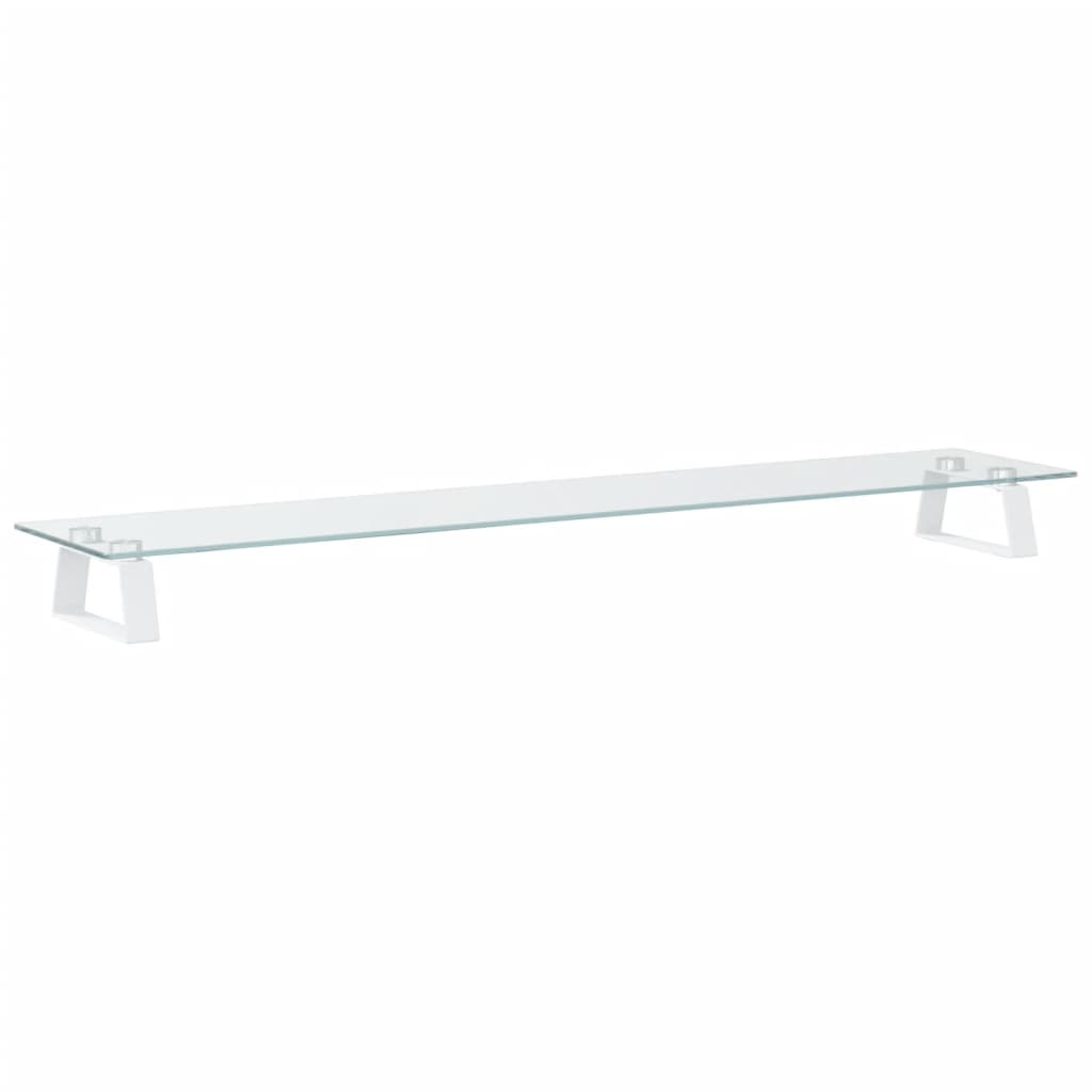 vidaXL Support de moniteur blanc 100x20x8 cm verre trempé et métal