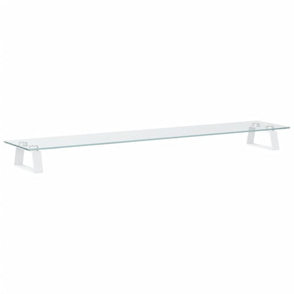 vidaXL Support de moniteur blanc 100x20x8 cm verre trempé et métal