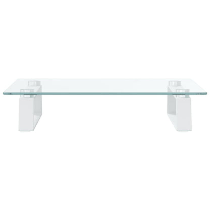 vidaXL Support de moniteur blanc 40x35x8 cm verre trempé et métal